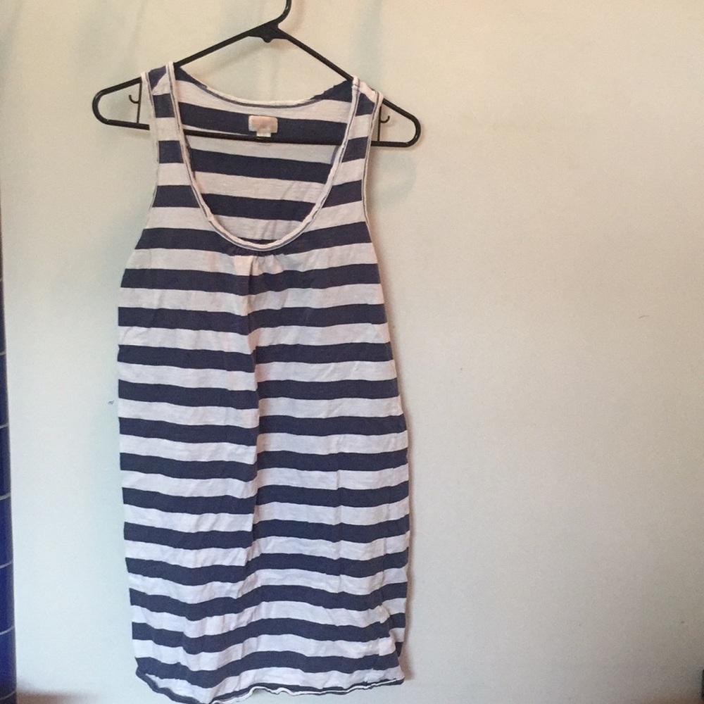 Blue and white striped beach dress